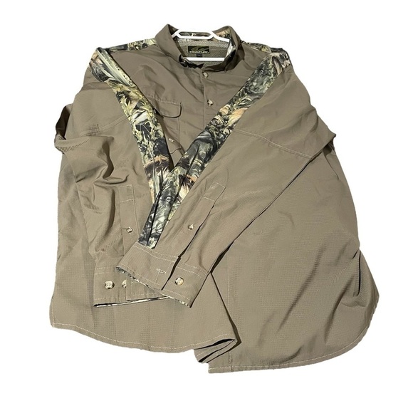 Men's Fishouflage Camo Vented Anglers Long Sleeve Shirt Bass Moss Size Large - Picture 8 of 13